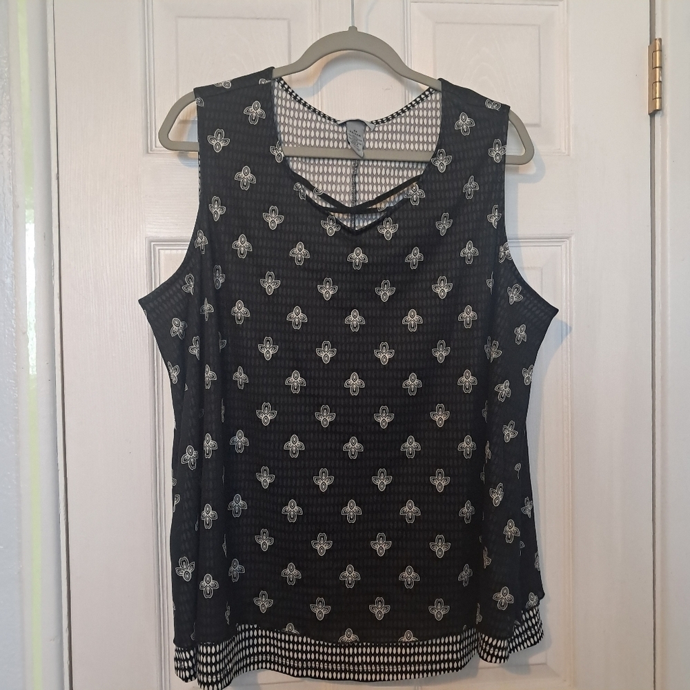 Catherines Black and White Layered Sleeveless Top